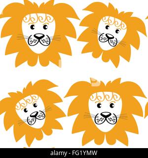 Abstract  cute lions  seamless pattern and seamless pattern in swatch menu, vector image Stock Vector