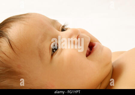 One year old baby boy lying MR#592 29 March 2008 Stock Photo