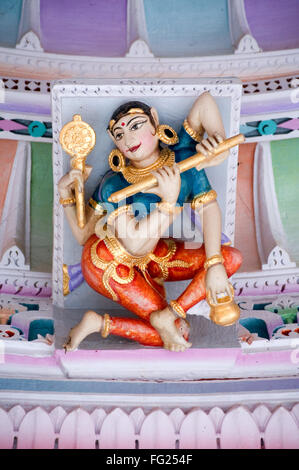 Sculpture of woman on the ceiling of panchasara parasvanath jain temple ; Patan ; Gujarat ; India Stock Photo