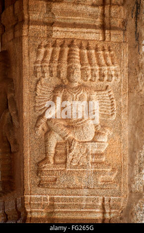 Sculpture of ravana at vitthal temple ; Hampi ; Karnataka ; India Stock Photo