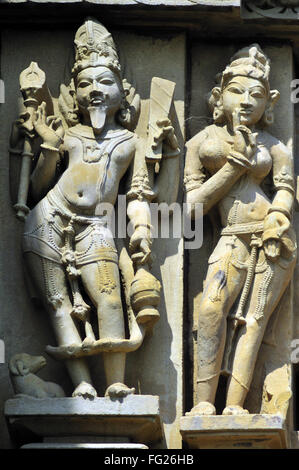 Agni god sculpture on wall of vishvanath temple Khajuraho madhya pradesh india Stock Photo