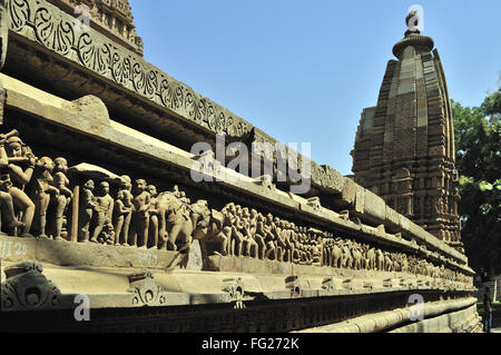 Khajuraho lakshmana temple plinth madhya pradesh india Stock Photo