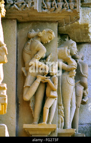 Khajuraho graceful apsaras and nayikas on wall of lakshmana temple madhya pradesh india Stock Photo
