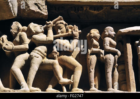 Musicians and dancers lakshmana temple Khajuraho madhya pradesh india Stock Photo