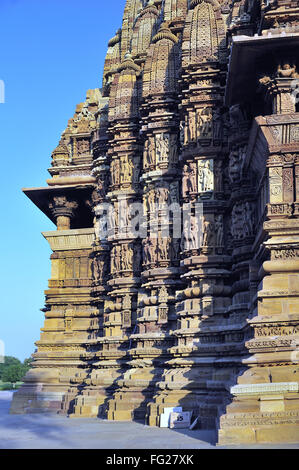 ornate wall of kandariya mahadeva temple Khajuraho madhya pradesh india Stock Photo