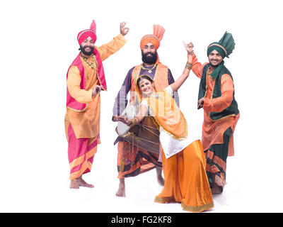 Dancers performing folk dance bhangra MR#779C;779F;779E;779B Stock Photo