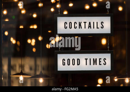 Cocktails good times sign. Stock Photo