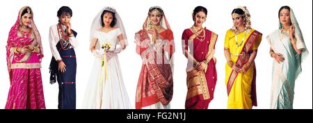 Indian brides of India, bride of Kashmir, Nagaland, Goa, Gujarat, Bengal, South India, Nagaland, Assam, Maharashtra, Asia, MR# Stock Photo