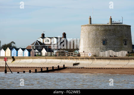 Martello Tower, river Deben estuary, Felixstowe Ferry Suffolk UK Stock Photo