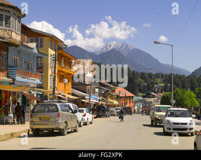 Market area ; Pahalgam ; Jammu and Kashmir ; India Stock Photo