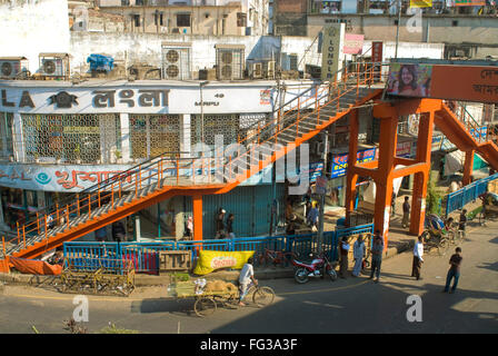 Street scene at foot over bridge Mirpur road ; Dhanmondi ; Dhaka ; Bangladesh Stock Photo