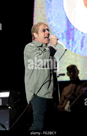 The Who performing live on the pyramid stage at the Glastonbury Festival 2007, Somerset, England, United Kingdom. Stock Photo