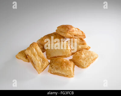 Khari biscuit, fluffy biscuit, Indian khari, puff pastry, white background Stock Photo