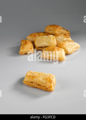 Khari biscuit, fluffy biscuit, Indian khari, puff pastry, white background Stock Photo