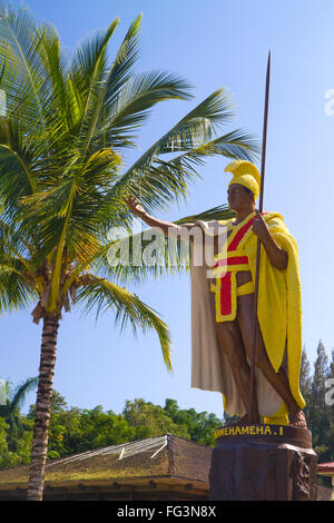 King Kamehameha statue at Hawi on the Big Island of Hawaii, USA. Stock Photo