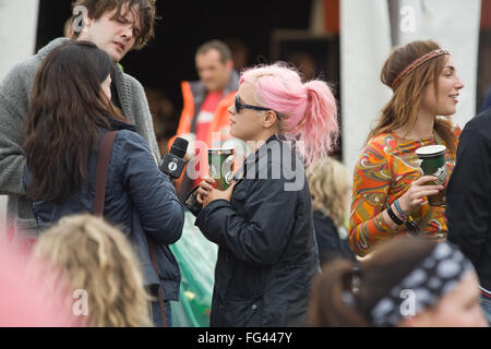 Lily Allen backstage at the Glastonbury Festival 2008, Somerset, England, United Kingdom. Stock Photo