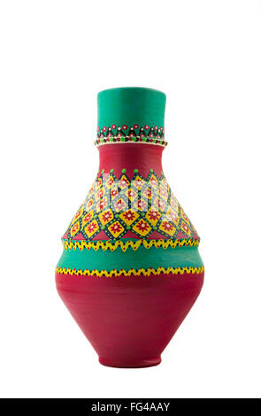 An Egyptian decorated colorful pottery vase made of clay, one of the oldest habits of the Ancient Egyptians Stock Photo