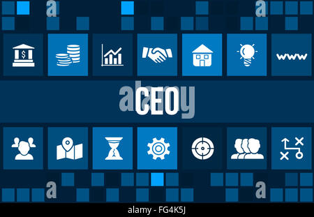 Ceo  concept image with business icons and copyspace. Stock Photo