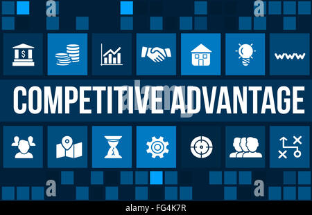 Competitive advantage concept image with business icons and copyspace.