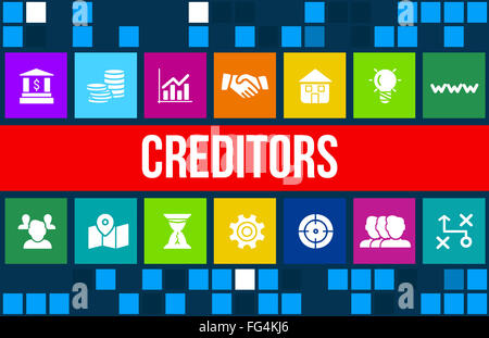 Creditors concept image with business icons and copyspace. Stock Photo