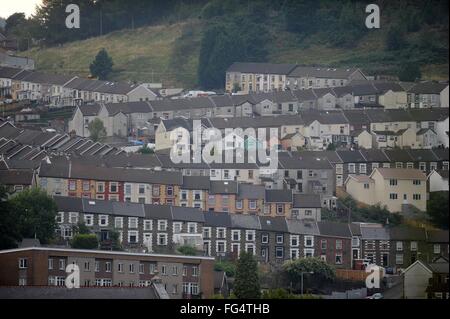 General view of Tonypandy in the Rhondda Valleys, South Wales. Stock Photo