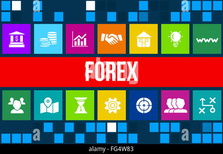 Forex concept image with business icons and copyspace Stock Photo - Alamy