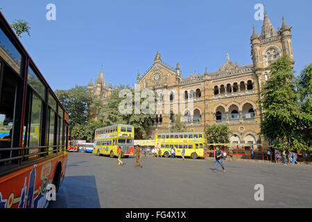 Railway station Chhatrapati Shivaji Terminus (CST) , formerly known as Victoria Terminus, one of Mumbai's most famous buildings Stock Photo