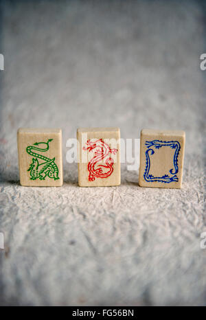 Close-up of Mahjong tiles Stock Photo