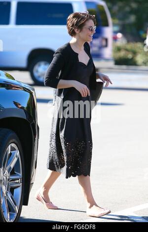 Lauren Cohan seen at Universal Studios where she was interviewed by Mario Lopez for television show 'Extra'  Featuring: Lauren Cohan Where: Los Angeles, California, United States When: 12 Jan 2016 Stock Photo