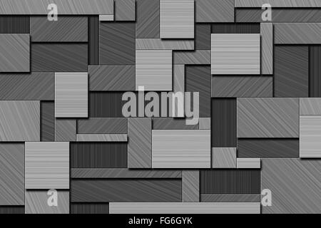 A Cubist Abstract Background with Squares and Brushed Metal Texture Stock Photo