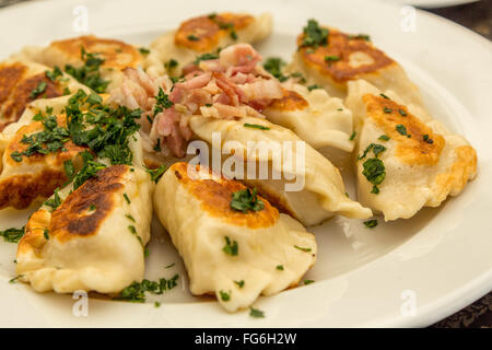 Pelmeni on a plate Stock Photo