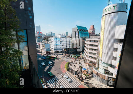 Tokyo, Japan - January 14, 2016:Aerial view of Omotesando district. Omotesandō is known as one of the foremost 'architectural sh Stock Photo