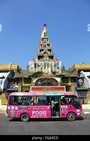 Stupa of Sule Pagoda with local scaffolding, Yangon, Myanmar Stock Photo