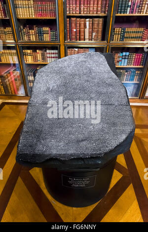 Replica  of the Rosetta Stone, displayed as it was when first in the museum, Enlightenment Gallery, British Museum, London, UK Stock Photo