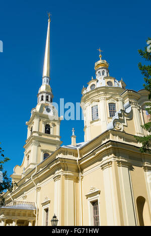 Bell tower of The Cathedral of St.Peter and Paul, Zayachy Island, Saint Petersburg, Northwestern Region, Russian Republic Stock Photo