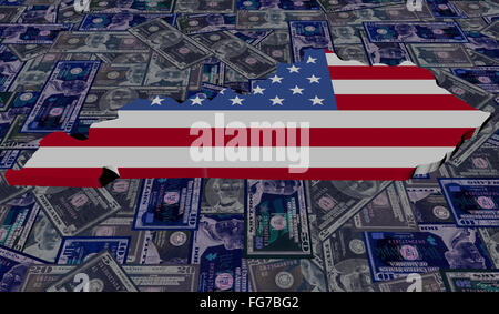 Kentucky map flag on dollars illustration Stock Photo