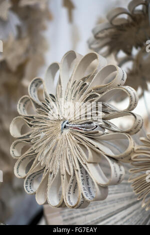 Artistic flower display made of paper at the Millennium Centre in Cardiff Stock Photo