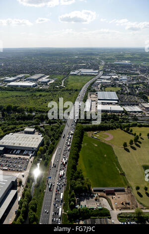 An aerial view of traffic congestion on the M25 near Waltham Abbey Stock Photo