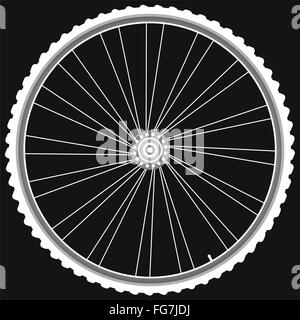 white Bike wheels isolated black background vector Stock Photo