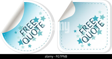 free quote blue sticker icon button sign. vector Stock Photo