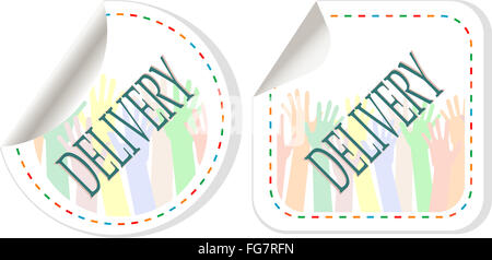 Free delivery, free service stickers Stock Photo - Alamy