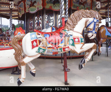 Funfair carousel horse on Ealing Common, Ealing, London Borough of Ealing, Greater London, England, United Kingdom Stock Photo