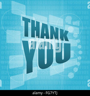 words thank you on digital screen, holiday concept Stock Photo