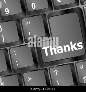 a thanks message on enter key of keyboard Stock Photo