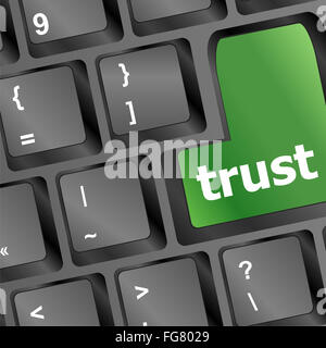 Computer keyboard with trust button, business concept Stock Photo