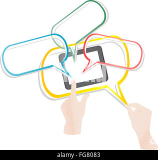 Touch pad smart phone connect cloud network Stock Photo