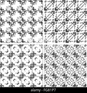 Set of black and white geometric seamless patterns. Vector Stock Photo