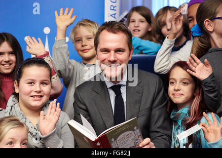 Fairytale reading with FM Daniel Bahr Stock Photo