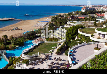 Terraced layout of a luxury hotel in Side, Antalya, Turkey Stock Photo