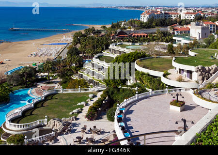 Terraced layout of a luxury hotel in Side, Antalya, Turkey Stock Photo